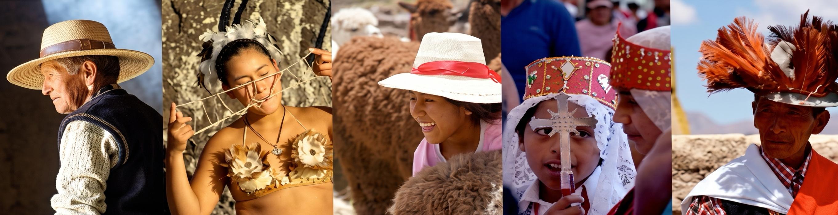 Collage de rostros, encuentros y tradiciones de Pueblos Originarios